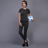 Sexy Yoga Set sports wear for women gym TShirt + Pants Breathable Gym Workout Clothes Compressed Yoga Leggings Sport Suit - Dollarwoods