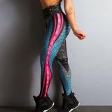 Honeycomb Letter Printed Women Fitness Leggings Skinny High Waist Elastic Push Up Legging Workout Pants Leggins - Dollarwoods