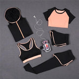5 PCS Women Yoga Set for Running T-Shirt Tops Sports Bra Vest Fitness Pants Short sleeve Shorts Pant Gym Workout Sports Suit Set - Dollarwoods