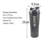 Sports Shaker Bottle Whey Protein Powder Mixing Bottle Sports Nutrition Protein Shaker Fitness Water Bottle With Three-layer - Dollarwoods