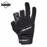 SeaKnight SK03 Sport Leather Fishing Gloves 1Pair/Lot 3 Half-Finger Breathable Anti-Slip Glove Neoprene - Dollarwoods