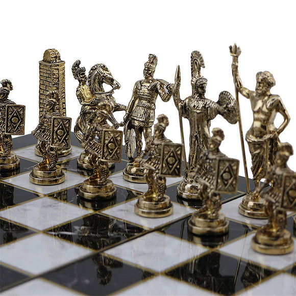 Historical Rome Figures Metal Chess Pieces Medium Size King 7 cm (Board is not Included) - Dollarwoods
