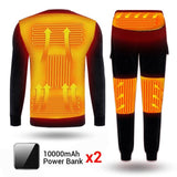 Winter Heated Underwear Fleece Lined Heating Thermal Underwear Set USB Electric Heated T-Shirts & Pants Battery Powered Ski Wear - Dollarwoods