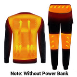 Winter Heated Underwear Fleece Lined Heating Thermal Underwear Set USB Electric Heated T-Shirts & Pants Battery Powered Ski Wear - Dollarwoods