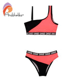 Andzhelika 2020 New Children Swimsuit One shoulder Bikini Patchwork Girls Sports Swimsuit Child Bikini Swimwear Kid Bathing Suit - Dollarwoods