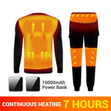 Winter Heated Underwear Fleece Lined Heating Thermal Underwear Set USB Electric Heated T-Shirts & Pants Battery Powered Ski Wear - Dollarwoods