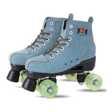 Japy Artificial Leather Roller Skates Green Double Line Skates Men Adult Two Line Skating Shoes Patines With Black PU 4 Wheels - Dollarwoods