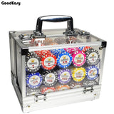 100/1000PCS Casino Poker Chip Sets Gold Crown Texas Hold'em Baccarat Black Jack Poker Clay Chip Coins Acylic Box Trays - Dollarwoods