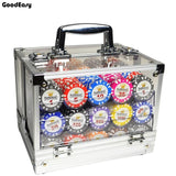 100/1000PCS Casino Poker Chip Sets Gold Crown Texas Hold'em Baccarat Black Jack Poker Clay Chip Coins Acylic Box Trays - Dollarwoods