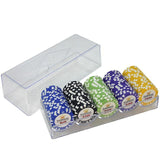 100/1000PCS Casino Poker Chip Sets Gold Crown Texas Hold'em Baccarat Black Jack Poker Clay Chip Coins Acylic Box Trays - Dollarwoods