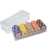 100/1000PCS Casino Poker Chip Sets Gold Crown Texas Hold'em Baccarat Black Jack Poker Clay Chip Coins Acylic Box Trays - Dollarwoods