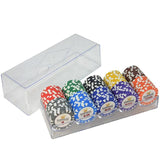 100/1000PCS Casino Poker Chip Sets Gold Crown Texas Hold'em Baccarat Black Jack Poker Clay Chip Coins Acylic Box Trays - Dollarwoods