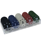 100/1000PCS Casino Poker Chip Sets Gold Crown Texas Hold'em Baccarat Black Jack Poker Clay Chip Coins Acylic Box Trays - Dollarwoods