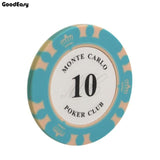 100/200Pieces Poker Chips Set With Box 14g Clay/Ceramic Chips Set Texas Hold'em Poker Chips Casino Coins - Dollarwoods