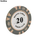 100/200Pieces Poker Chips Set With Box 14g Clay/Ceramic Chips Set Texas Hold'em Poker Chips Casino Coins - Dollarwoods