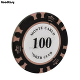 100/200Pieces Poker Chips Set With Box 14g Clay/Ceramic Chips Set Texas Hold'em Poker Chips Casino Coins - Dollarwoods
