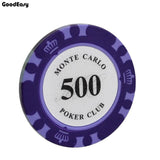 100/200Pieces Poker Chips Set With Box 14g Clay/Ceramic Chips Set Texas Hold'em Poker Chips Casino Coins - Dollarwoods
