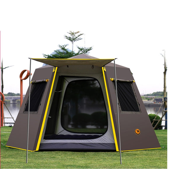 UV hexagonal aluminum pole automatic Outdoor camping wild big tent 3-4persons awning garden pergola 245*245*165CM - Dollarwoods