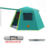UV hexagonal aluminum pole automatic Outdoor camping wild big tent 3-4persons awning garden pergola 245*245*165CM - Dollarwoods