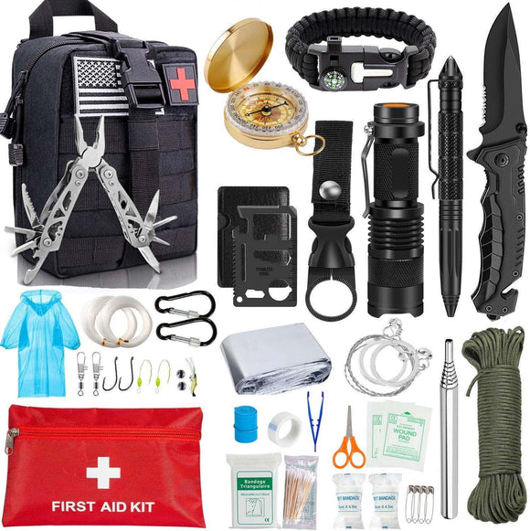 EDC Survival Kit Gear Tool Kit 47 IN 1 Emergency SOS Survival Tools Emergency Blanket Tactical Pen Flashlight Pliers Wire Saw - Dollarwoods