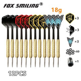 Fox Smiling 12PCS 18/22/23g Steel Tip Darts With Aluminum Nylon Shaft With 9PCS Flights，60PCS Rubber O Ring, 1PCS sharpener - Dollarwoods