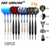 Fox Smiling 12PCS 18/22/23g Steel Tip Darts With Aluminum Nylon Shaft With 9PCS Flights，60PCS Rubber O Ring, 1PCS sharpener - Dollarwoods