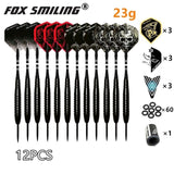 Fox Smiling 12PCS 18/22/23g Steel Tip Darts With Aluminum Nylon Shaft With 9PCS Flights，60PCS Rubber O Ring, 1PCS sharpener - Dollarwoods