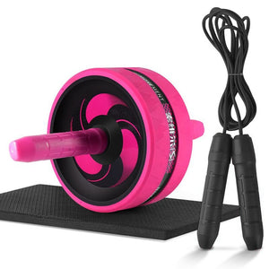 New 2 in 1 Ab Roller&Jump Rope No Noise Abdominal Wheel Ab Roller with Mat For Arm Waist Leg Exercise Gym Fitness Equipment - Dollarwoods