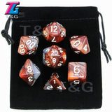 7pcs  Promotion  2-color Dice Set Nebula effect poker DnD d4,d6,d8,d10,d%,d12,d20 Polyhedral Dice, rpg game dice  with bag - Dollarwoods