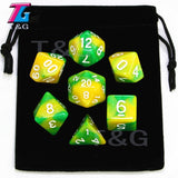 7pcs  Promotion  2-color Dice Set Nebula effect poker DnD d4,d6,d8,d10,d%,d12,d20 Polyhedral Dice, rpg game dice  with bag - Dollarwoods