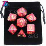 7pcs  Promotion  2-color Dice Set Nebula effect poker DnD d4,d6,d8,d10,d%,d12,d20 Polyhedral Dice, rpg game dice  with bag - Dollarwoods