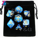 7pcs  Promotion  2-color Dice Set Nebula effect poker DnD d4,d6,d8,d10,d%,d12,d20 Polyhedral Dice, rpg game dice  with bag - Dollarwoods