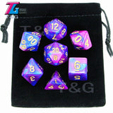 7pcs  Promotion  2-color Dice Set Nebula effect poker DnD d4,d6,d8,d10,d%,d12,d20 Polyhedral Dice, rpg game dice  with bag - Dollarwoods