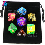 7pcs  Promotion  2-color Dice Set Nebula effect poker DnD d4,d6,d8,d10,d%,d12,d20 Polyhedral Dice, rpg game dice  with bag - Dollarwoods