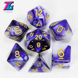 7pcs  Promotion  2-color Dice Set Nebula effect poker DnD d4,d6,d8,d10,d%,d12,d20 Polyhedral Dice, rpg game dice  with bag - Dollarwoods