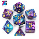 7pcs  Promotion  2-color Dice Set Nebula effect poker DnD d4,d6,d8,d10,d%,d12,d20 Polyhedral Dice, rpg game dice  with bag - Dollarwoods