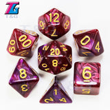 7pcs  Promotion  2-color Dice Set Nebula effect poker DnD d4,d6,d8,d10,d%,d12,d20 Polyhedral Dice, rpg game dice  with bag - Dollarwoods