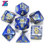 7pcs  Promotion  2-color Dice Set Nebula effect poker DnD d4,d6,d8,d10,d%,d12,d20 Polyhedral Dice, rpg game dice  with bag - Dollarwoods