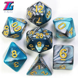 7pcs  Promotion  2-color Dice Set Nebula effect poker DnD d4,d6,d8,d10,d%,d12,d20 Polyhedral Dice, rpg game dice  with bag - Dollarwoods
